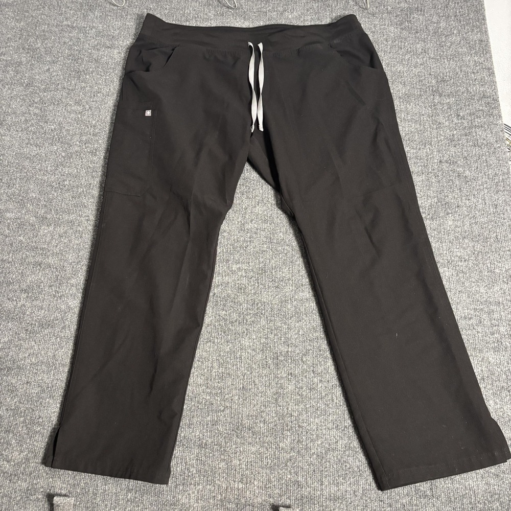 FIGS Technical Collection Scrub Pants Mens XXL Black Straight Leg Drawstring